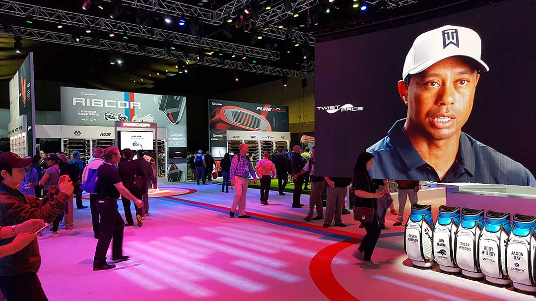 Inside the TaylorMade booth at the 2018 PGA Show in Orlando.
