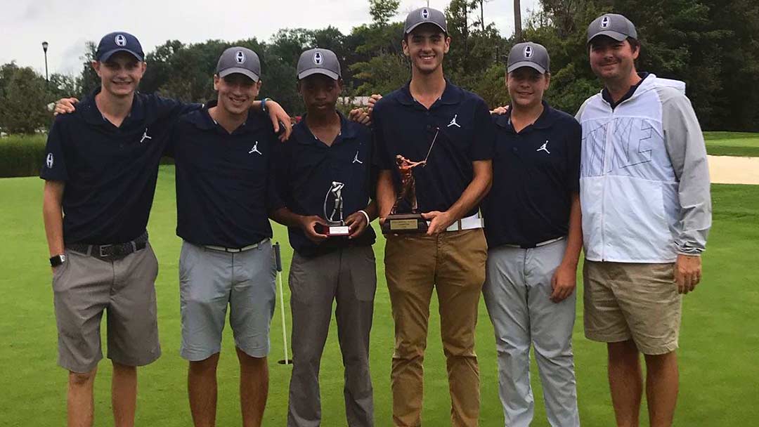 2018 Hoban Boys Golf Team, winners of the Lion Cardinal Classic at Quail Hollow.