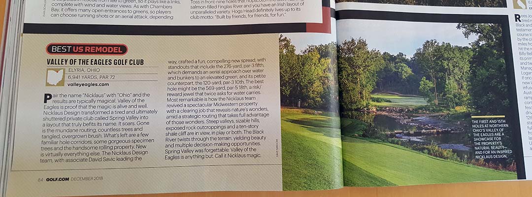 Golf Magazine 2018 Best U.S. Remodel - Valley of the Eagles in Elyria