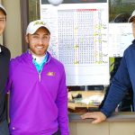 2019 Fox Den Spring 2-M Scramble co-champs Brandon Nixon and Nick Adkins, and Ed Marsinek and Dave Cutlip (not shown).