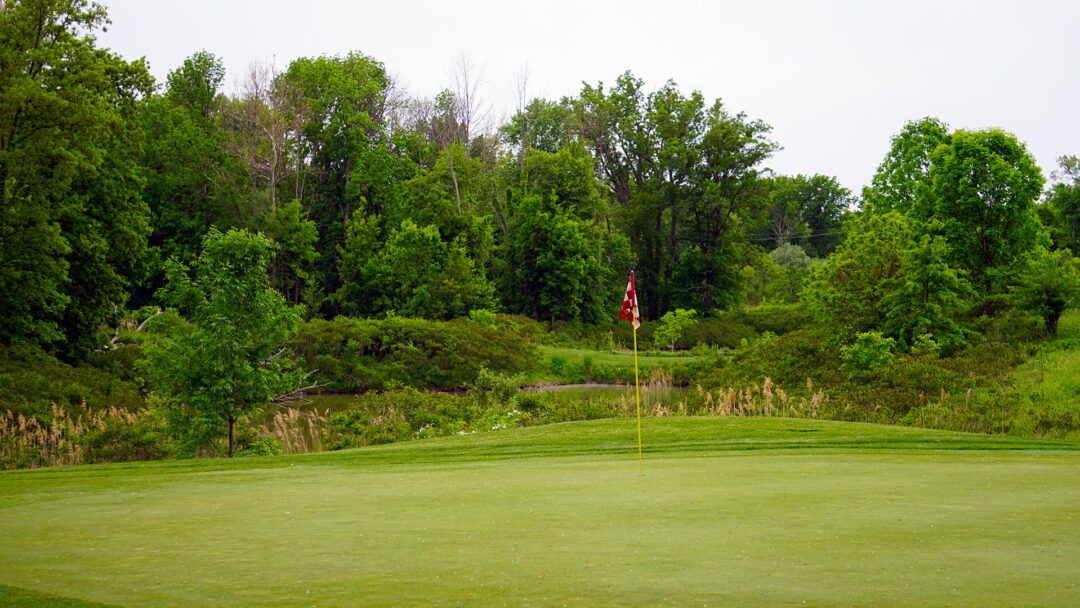 The 15th green at Lost Nation Golf Course.