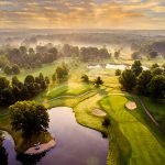 An aerial view of Windmill Lakes Golf Club in Ravenna