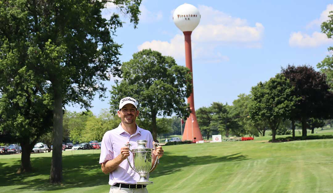Will Grimmer with the Ohio Open trophy at Firestone