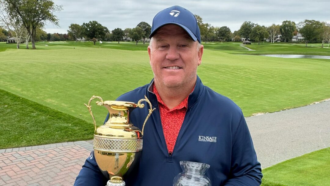 Bob Sowards with the 2025 SOPGA Tour Championship trophies.