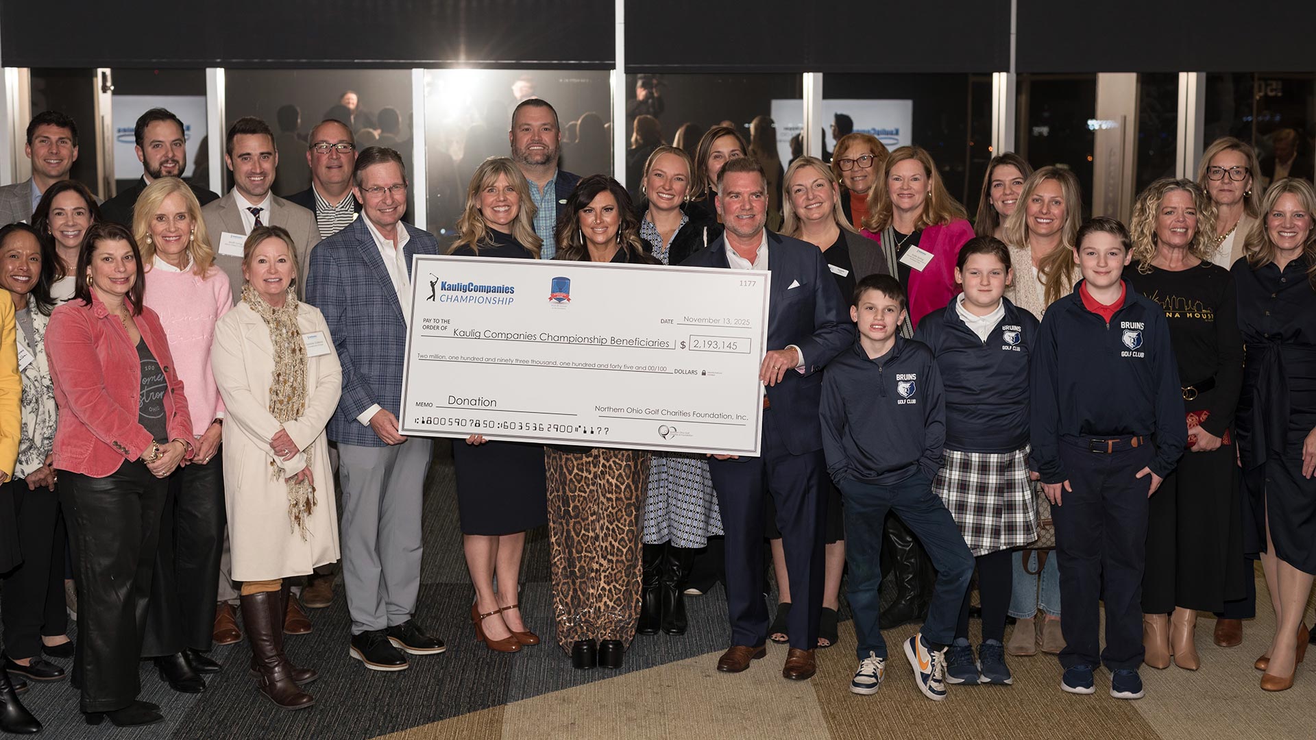2025 Kaulig Companies Championship check presentation for charitable giving.
