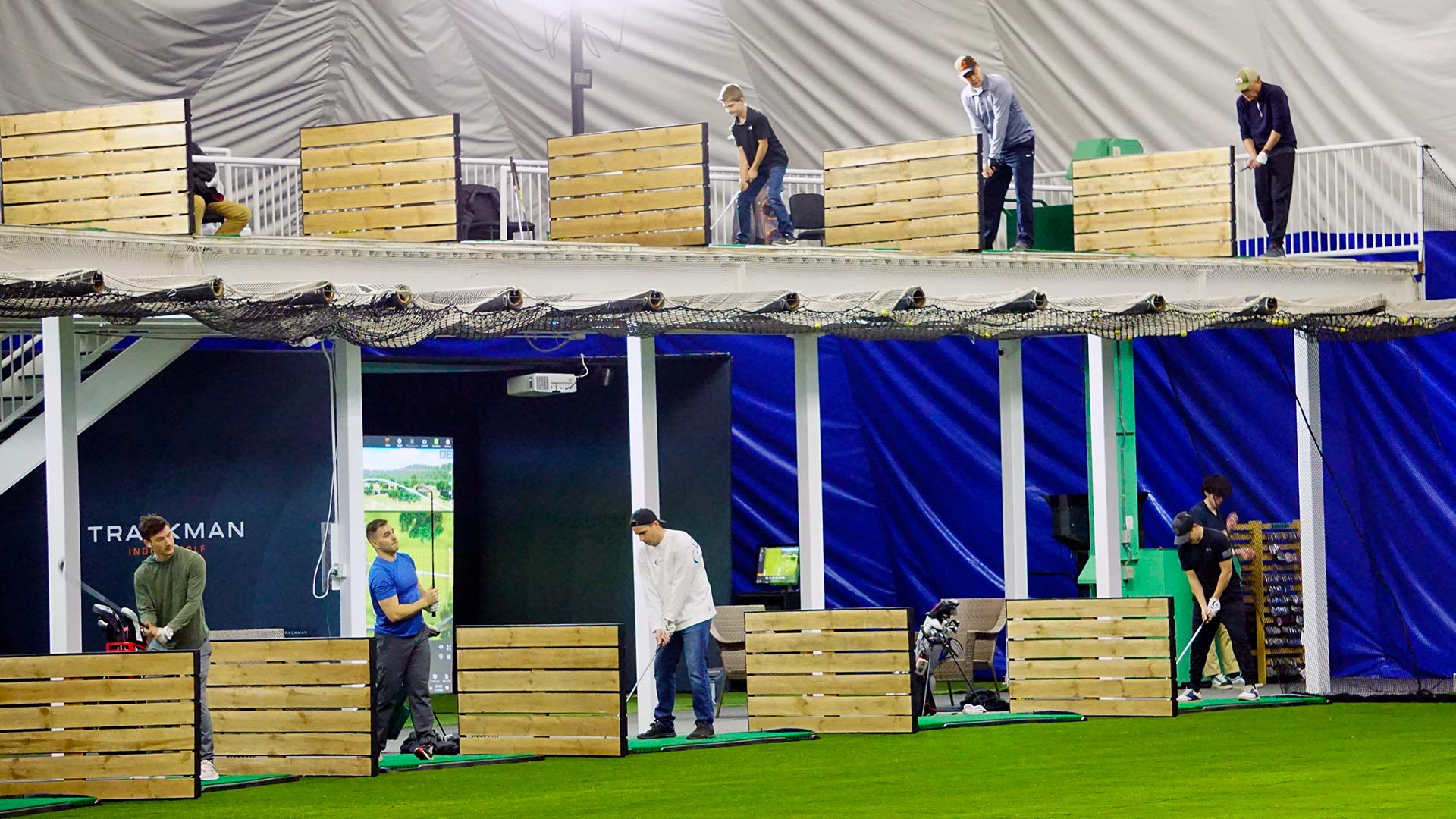 The double deck range inside The Golf Dome